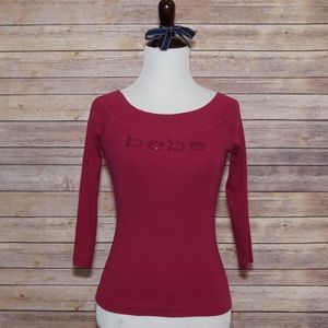 Bebe Women’s Rhinestone Logo Top